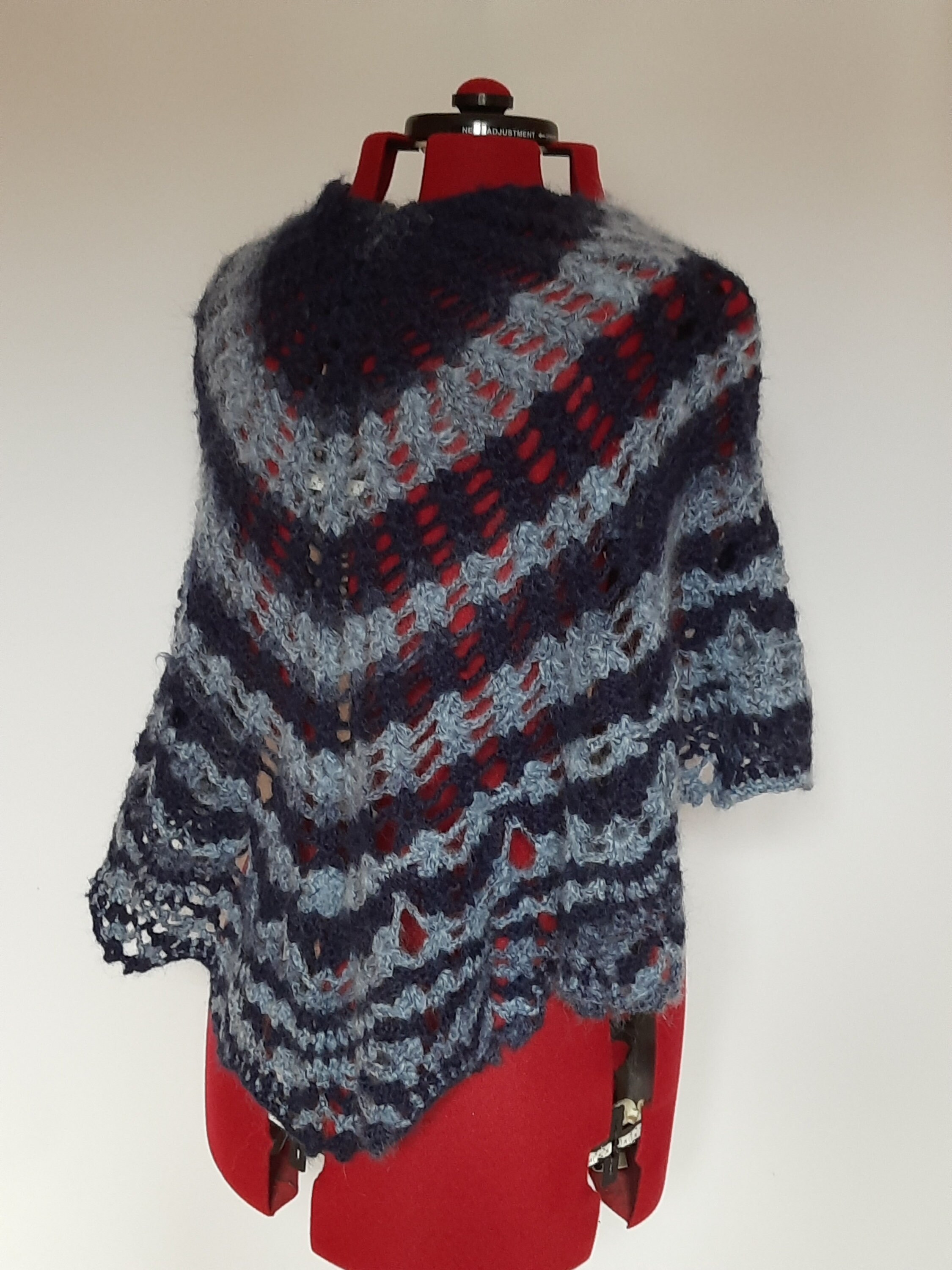 Crochet Lace Shawl: Wool Cotton Blend Wrap With Brooch - Etsy