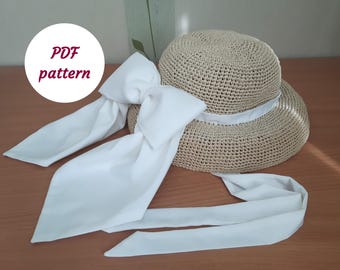 PDF PATTERN crochet raffia sun hat, summer hat