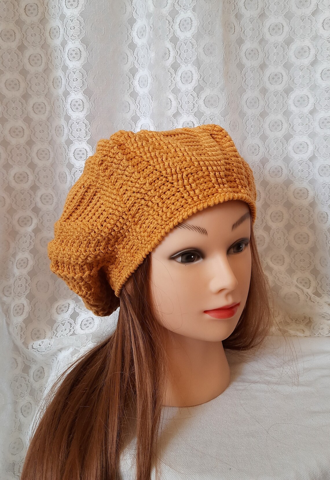 Crochet Cotton Beret Hat, Handmade Beret Etsy