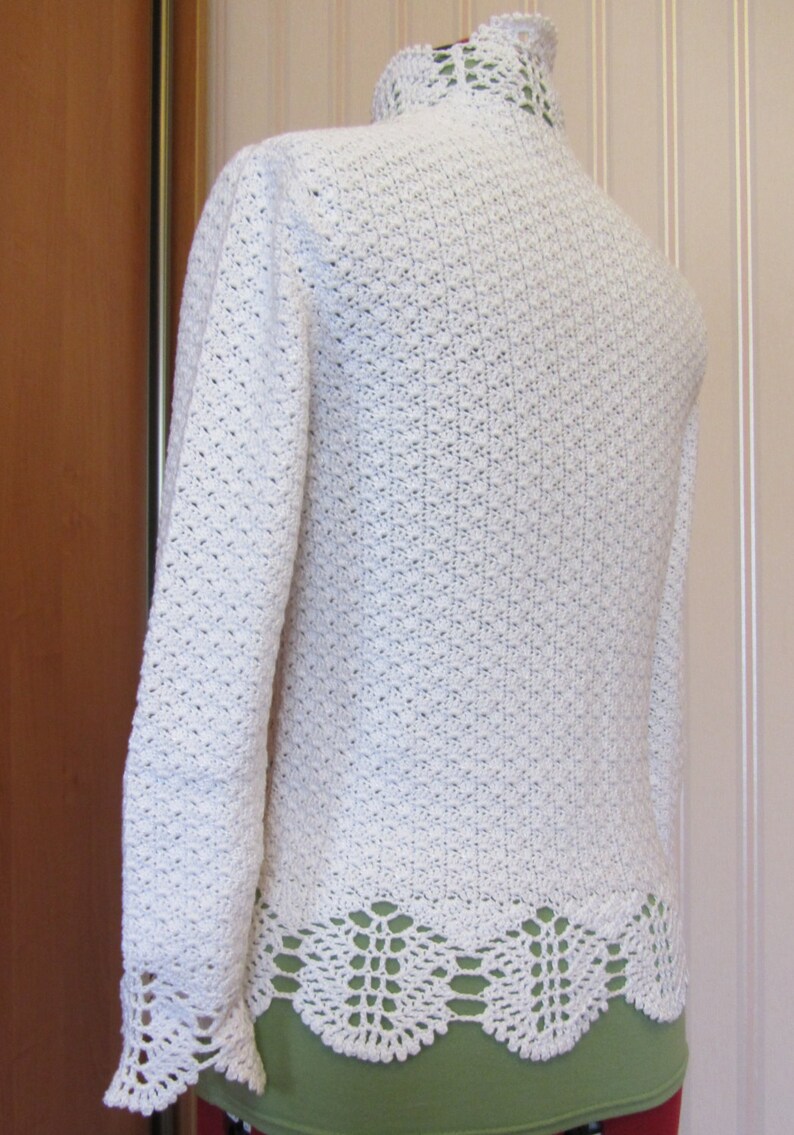 Veste en dentelle de coton blanc au crochet petit Cardigan ...