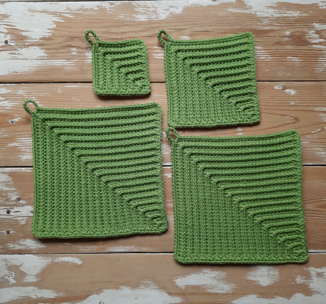 Set of 4 Crochet Cotton Pot Holders Handmade Trivets for Hot Etsy