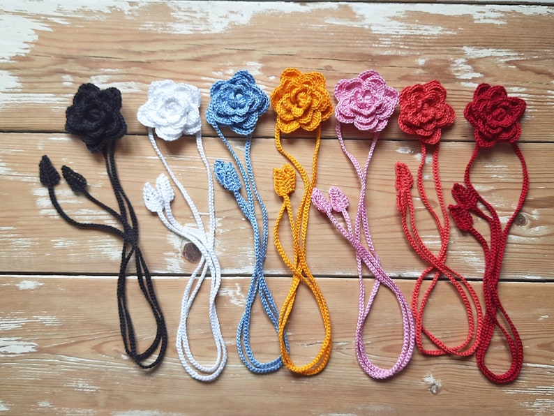 Crochet rose chocker, rose bracelet, rose hanging, gift for her zdjęcie 2