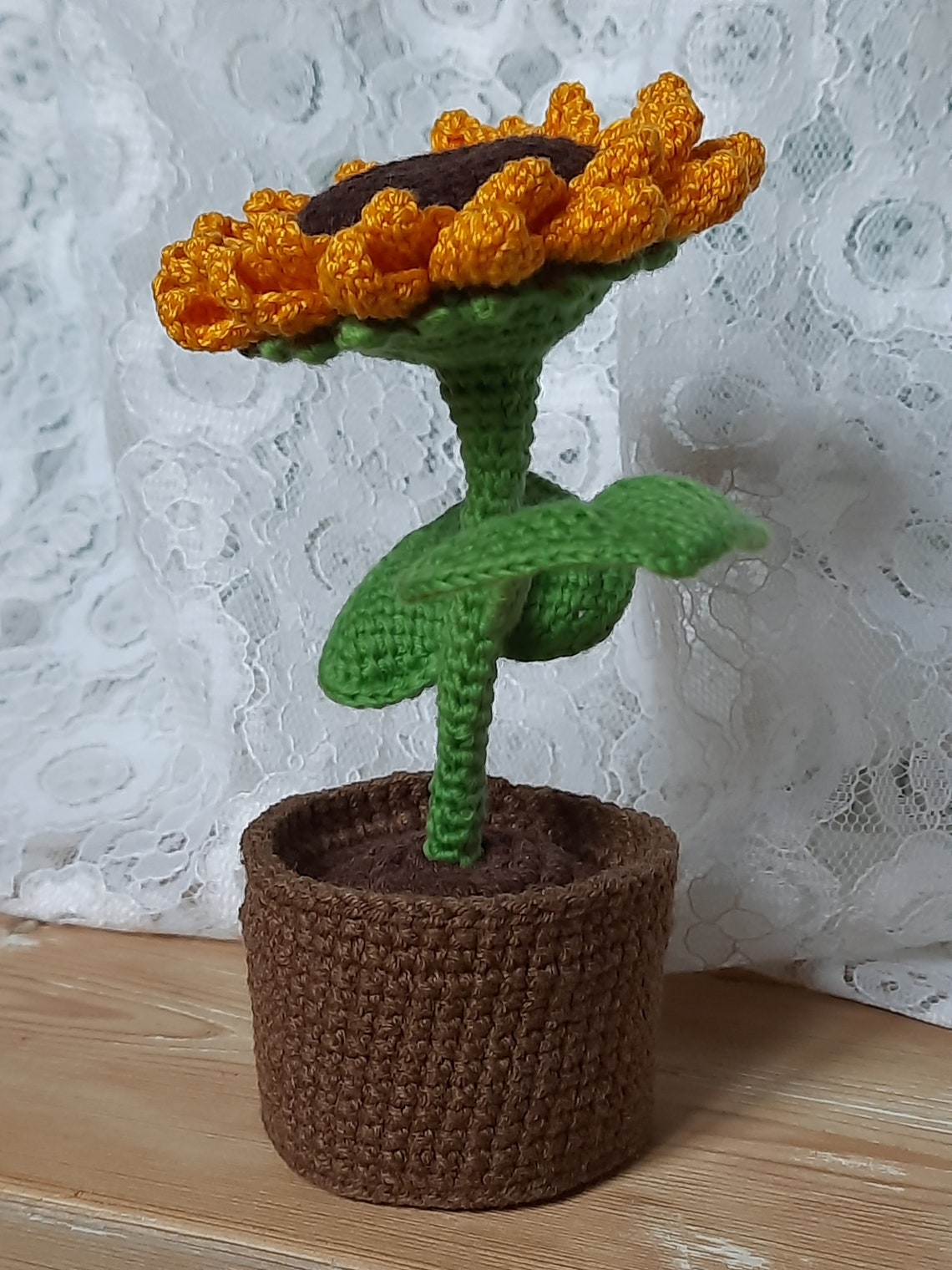 Crochet Potted Sunflower, Crochet Potted Plants for Home Decoration