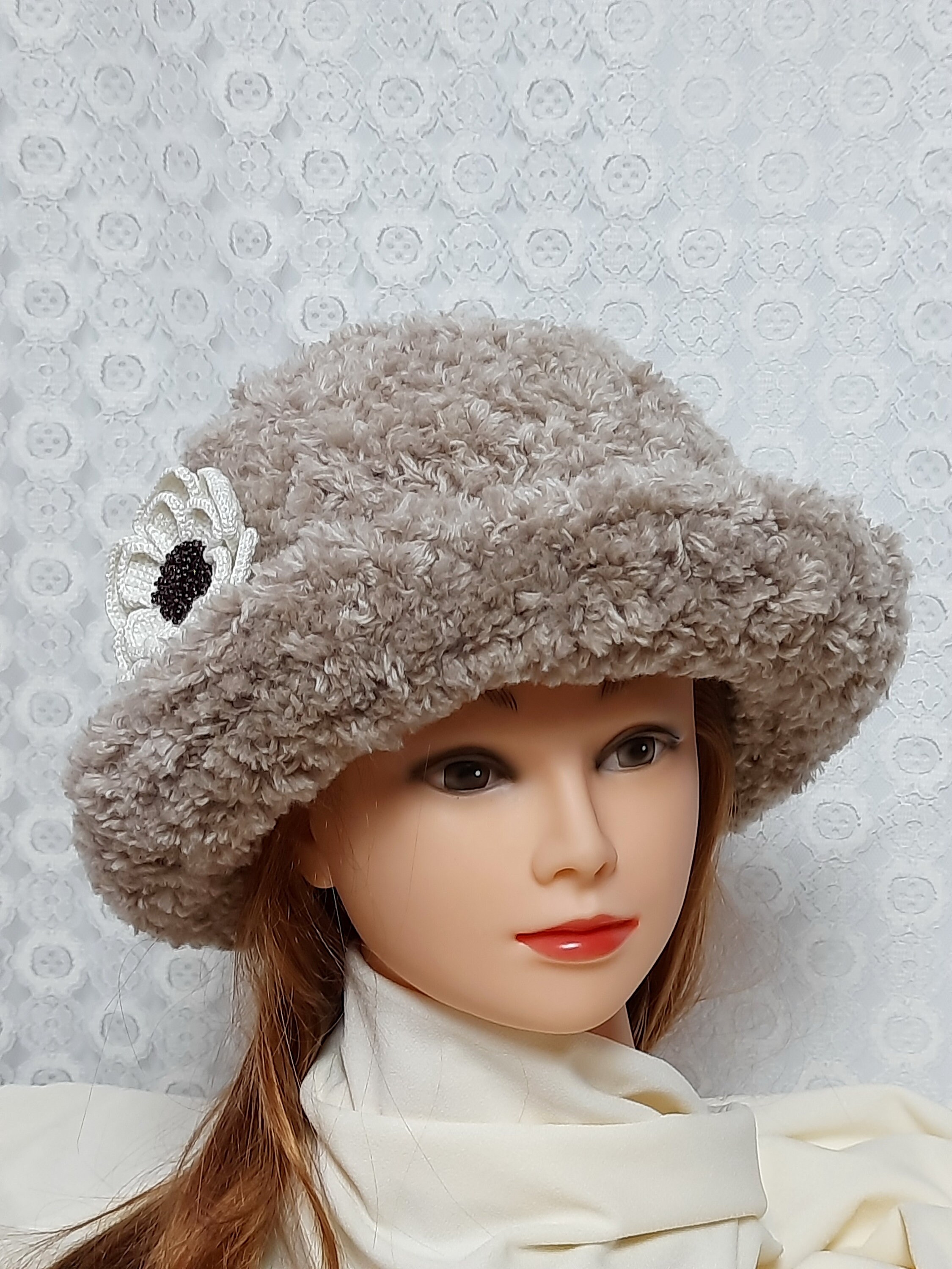 Warm Faux Fur Panama Winter Crochet Hat Gift for Her Etsy