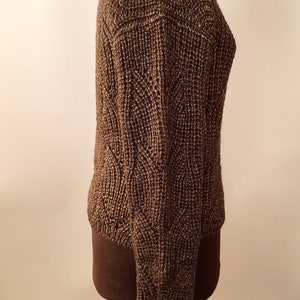 Oversized Hand Knit Sweater Brown With Gold Warm Jumper - Etsy