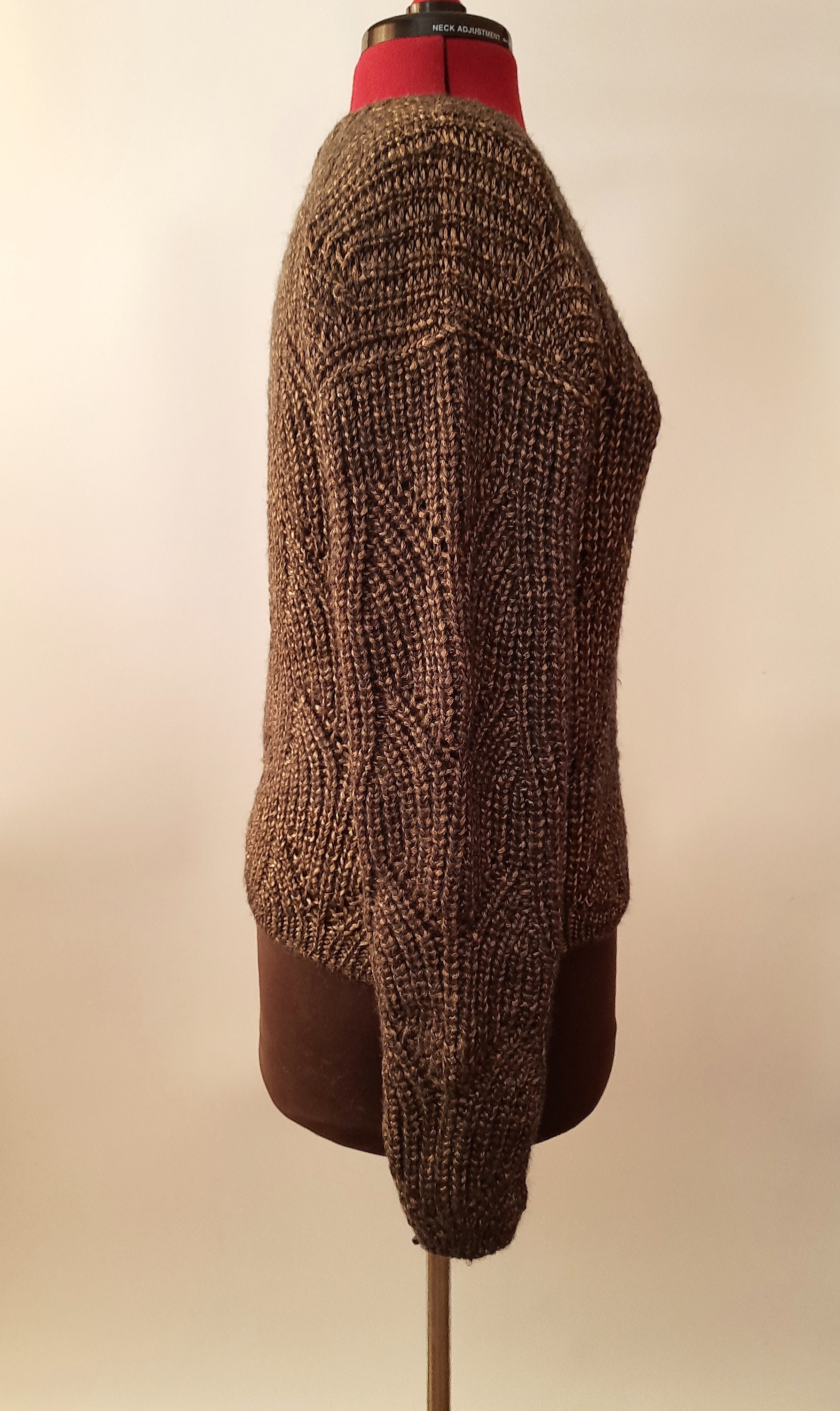 Oversized Knitted Sweater with Bow Pattern - Brown main image 1