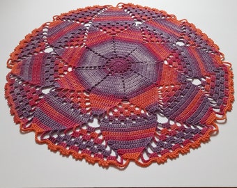 Multicolor crochet doily, round tablecloth 42 cm, crochet home decor, mother's day gift