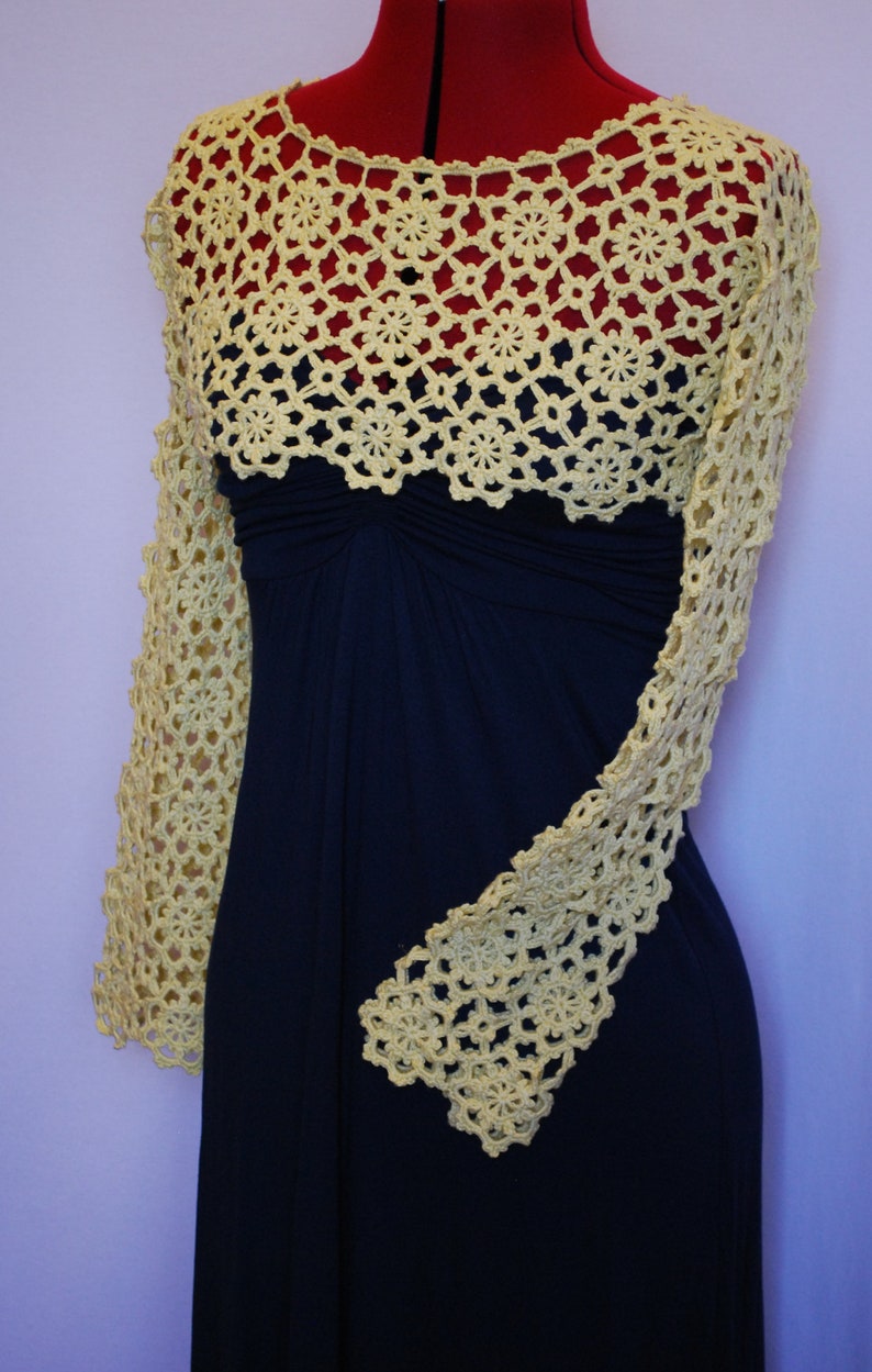 Crochet Cotton Lace Top of the Dress Crochet Lace Yellow Etsy