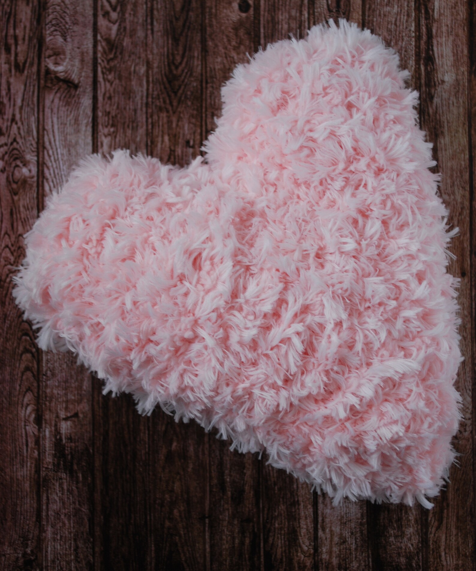 Light Pink Heart Fluffy Pillow, Small Gift for Lover, Valentines Day