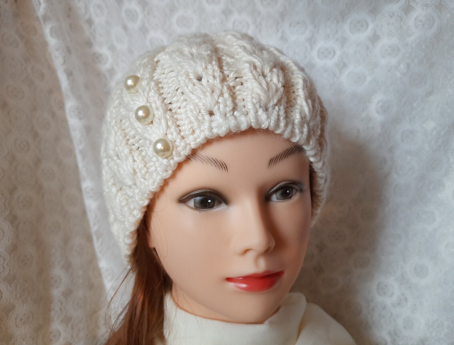 Warm Ivory Knitted Beanie Hat, Winter Knit Hat Etsy