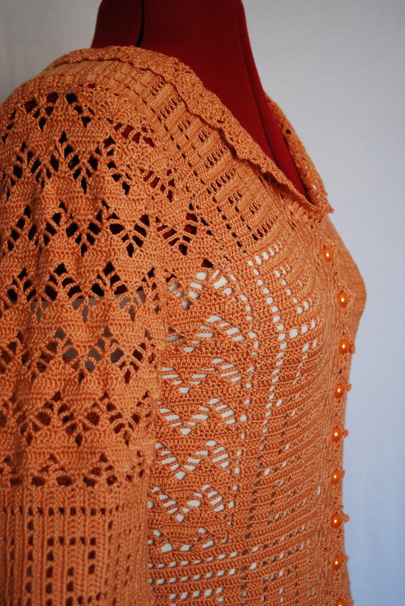 Crochet Women Summer Apricot Lace Jacket Crochet Lace Summer Etsy