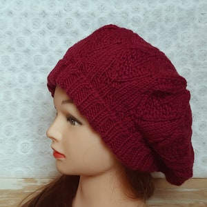 Knitted warm beret hat, handmade beret
