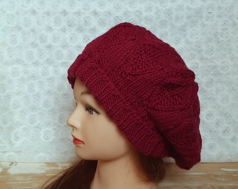 Knitted warm beret hat, handmade beret