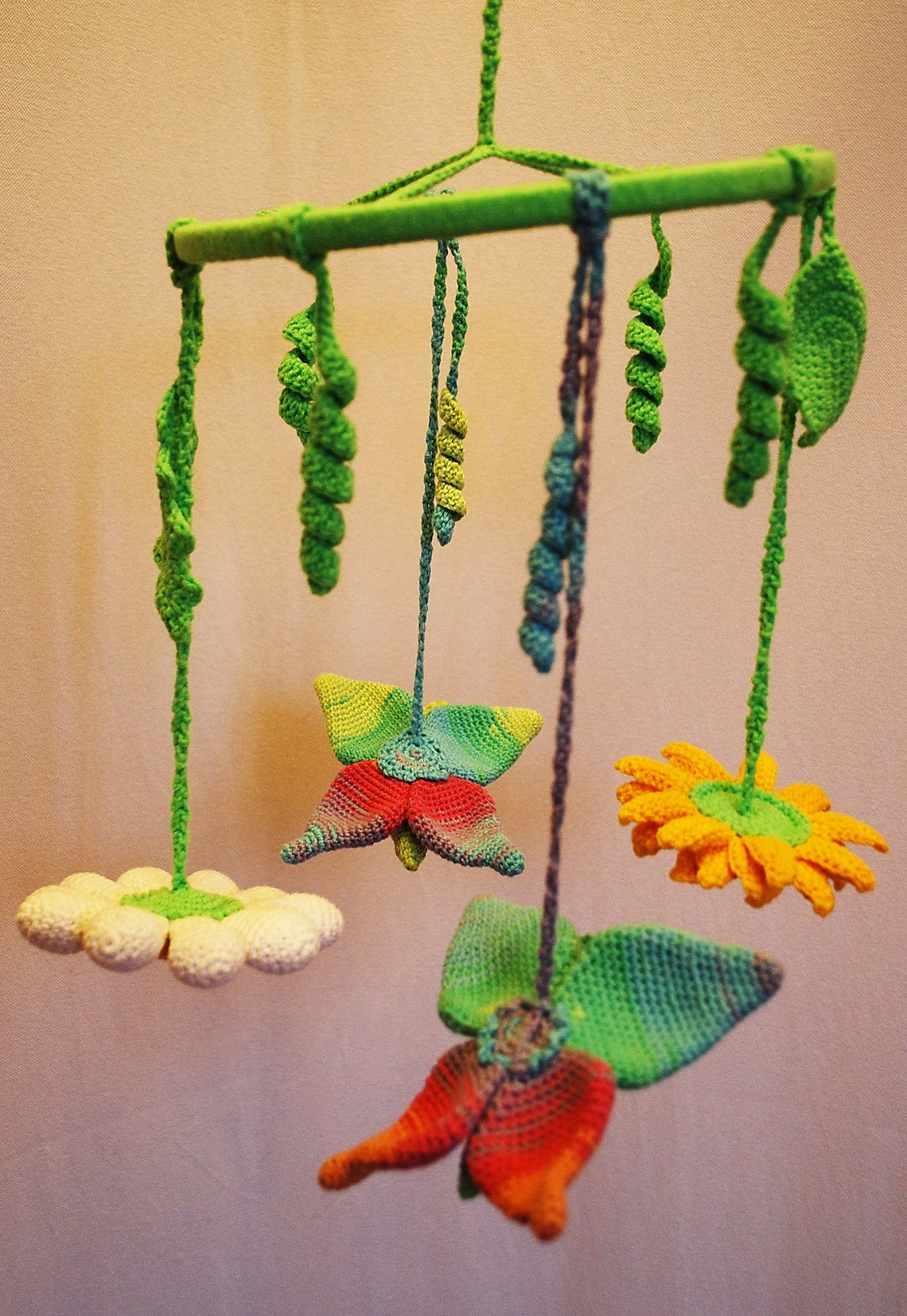 Babymobile With Flowers and Butterflies Gift for Newborn Etsy