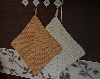 Set of 2 crochet cotton pot holders, handmade trivets for hot dishes, eco-friendly gift for her