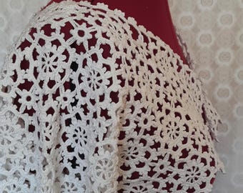 Crochet Lace Bolero Jacket: White Cotton Wide Sleeves Shrug