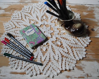 Baumwolle Elfenbein Farbe häkeln Deckchen, runde Tischdecke, gehäkelte Wohnkultur, Muttertagsgeschenk
