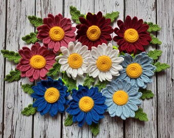 Lazos de margaritas de algodón a crochet, accesorios para bolsos, regalo para niños