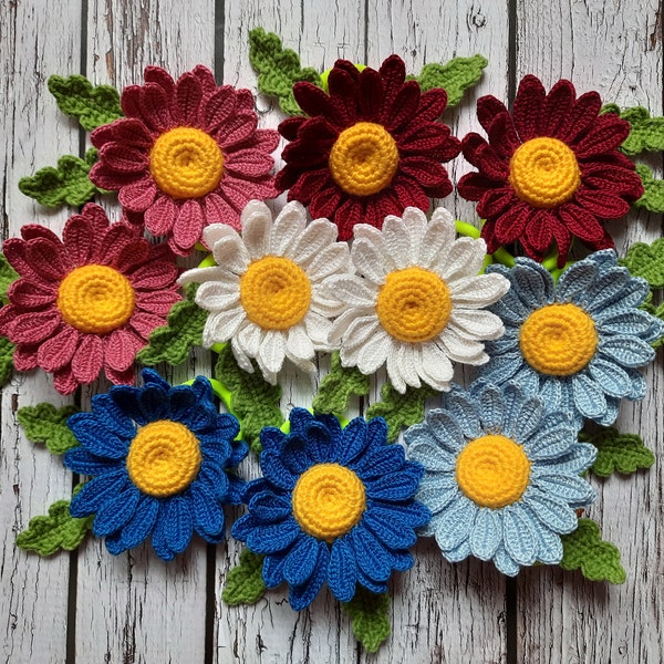Crochet cotton daisies ties, bag accessories, gift for kids