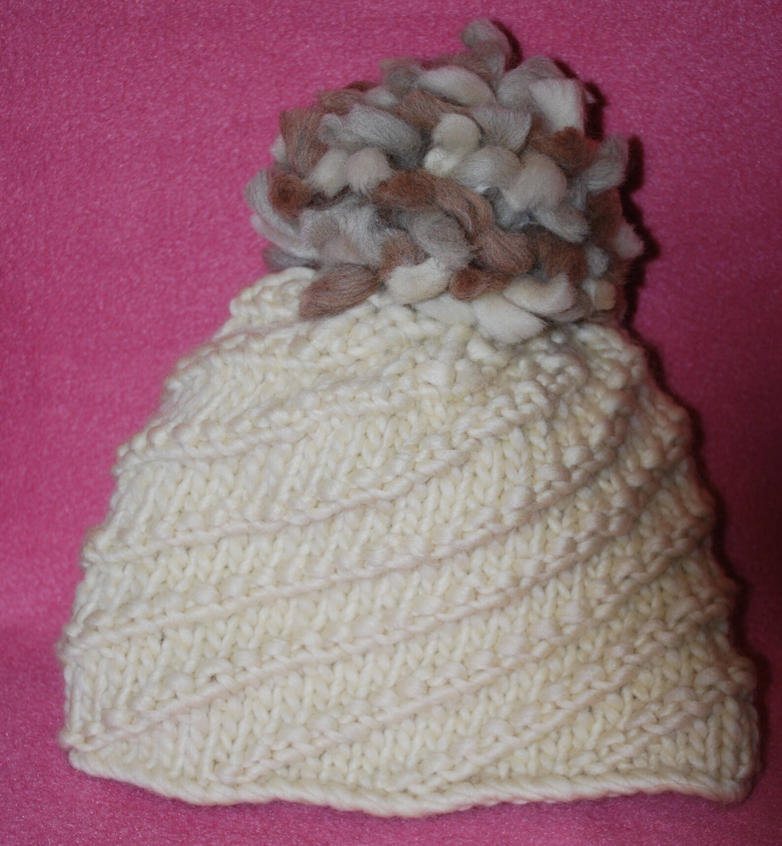 Ivory Knit Wool Beanie Hat, Knit Warm Pom Pom Beanie, Winter Pom Pom Hat - Etsy