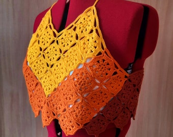 Virkad bomullstopp: Boho Crop Top