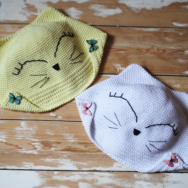 Crochet Cotton Cat Ears Cap: Handmade Summer Hat
