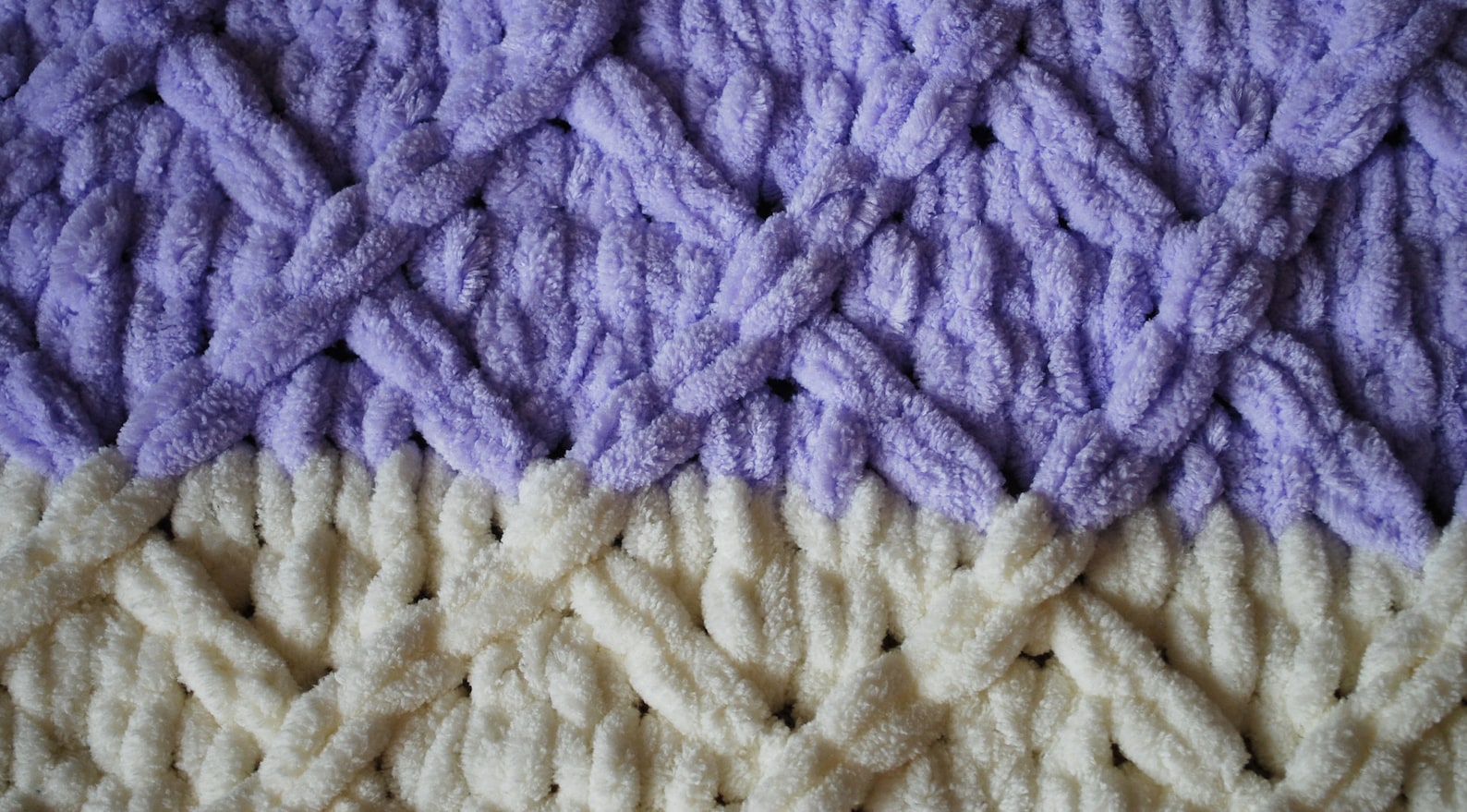 Hand Crochet Striped Lilac-ivory Color Blanket Soft Warm Rug - Etsy