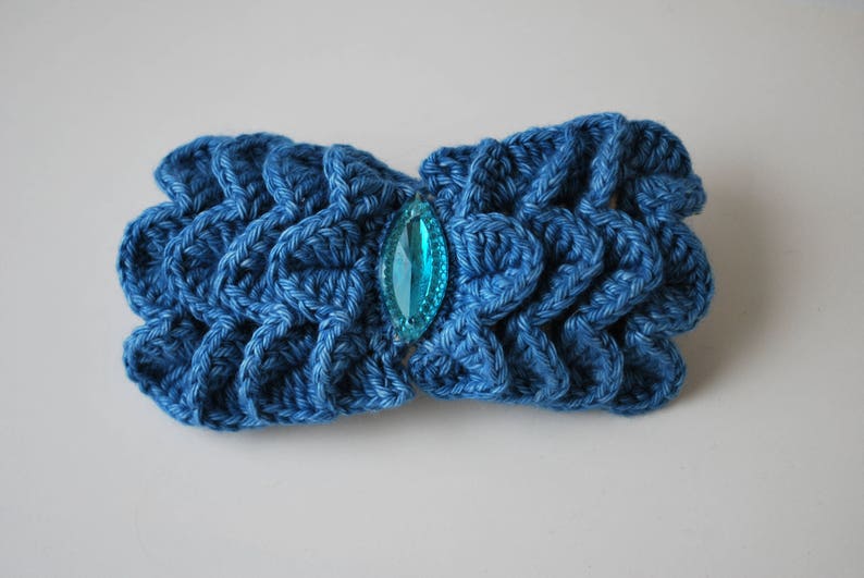 crochet barette clip, hair accessories, colorful metal clip, gift for kids Blue