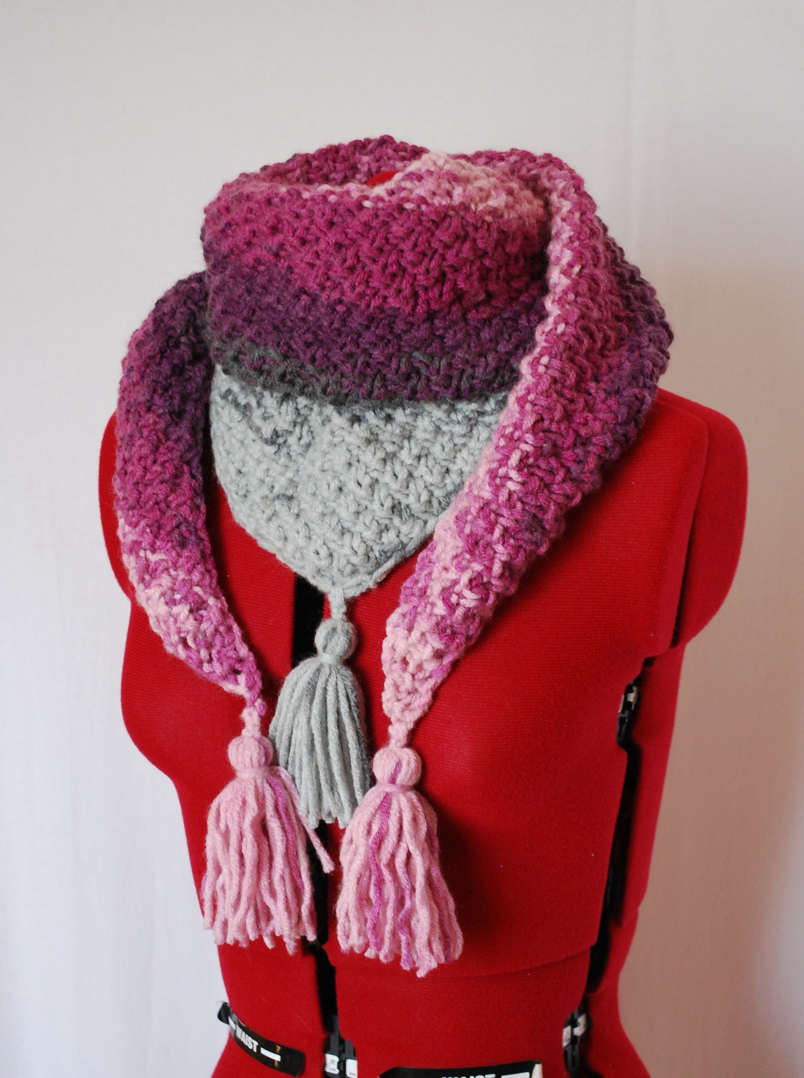 Triangle Crochet Scarf, Tassels Scarf, Gift for Her, Mother's Day Gift