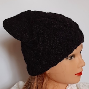 Knit Cat Ear Beanie: Wool Blend Kitty Hat