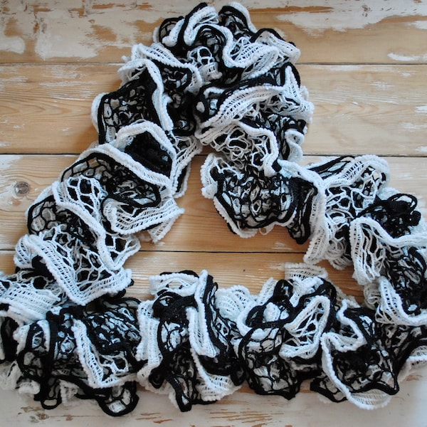 Crochet Lace Ruffle Scarf Boa: Lightweight Spring Accessory
