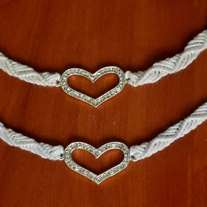 White Macrame Choker: Elegant Heart Pendant Necklace