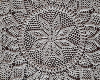 Elegant Beige Cotton Tablecloth: Handmade Large Round Crochet Doily (22 inches)