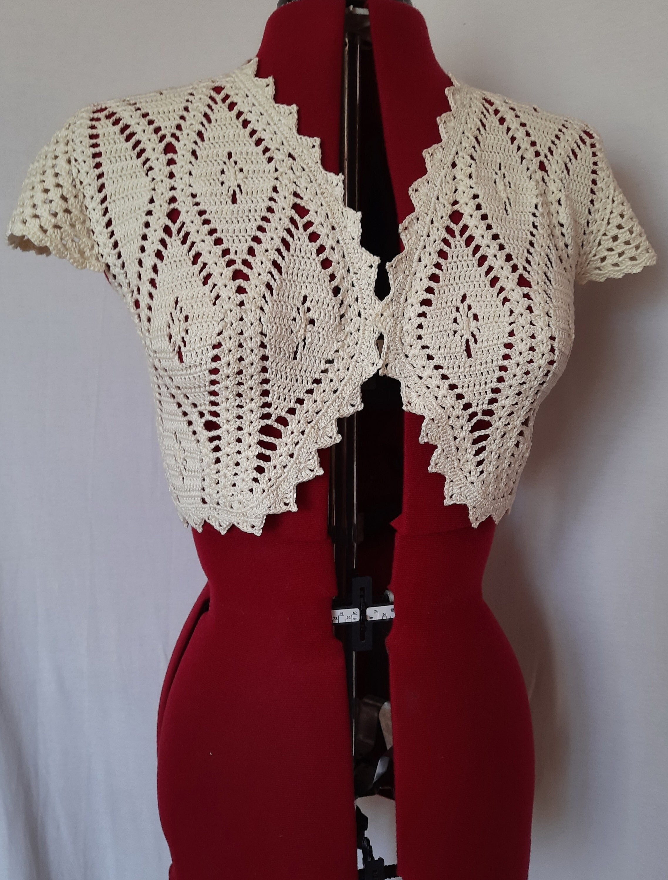 Crochet Ivory Cotton Lace Bolero Jacket Cute Crochet Bolero Etsy