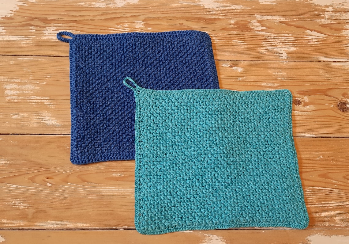 Set of 2 Cotton Crochet Dishcloths / Washcloths, 100 Cotton, Eco