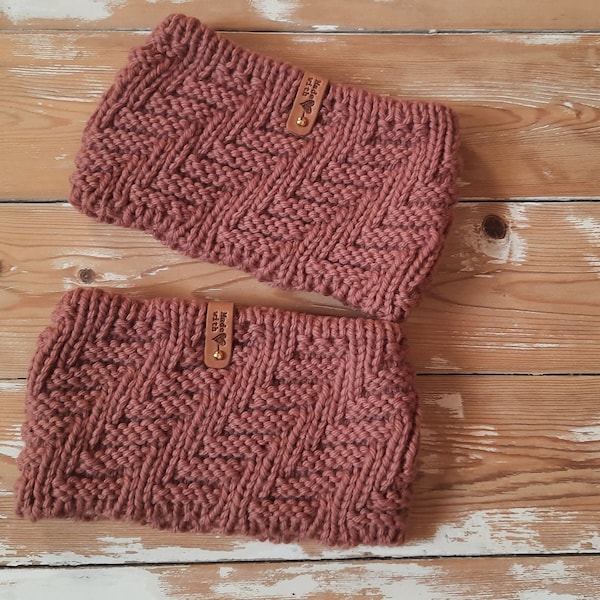 Hand Knit Wool Headband: Winter Ear Warmer Snood