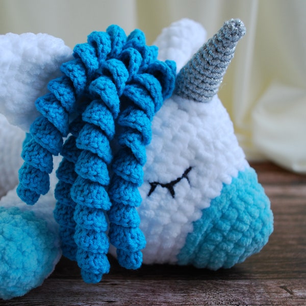 Crochet Sleeping Unicorn Plush: Amigurumi Stuffed Toy