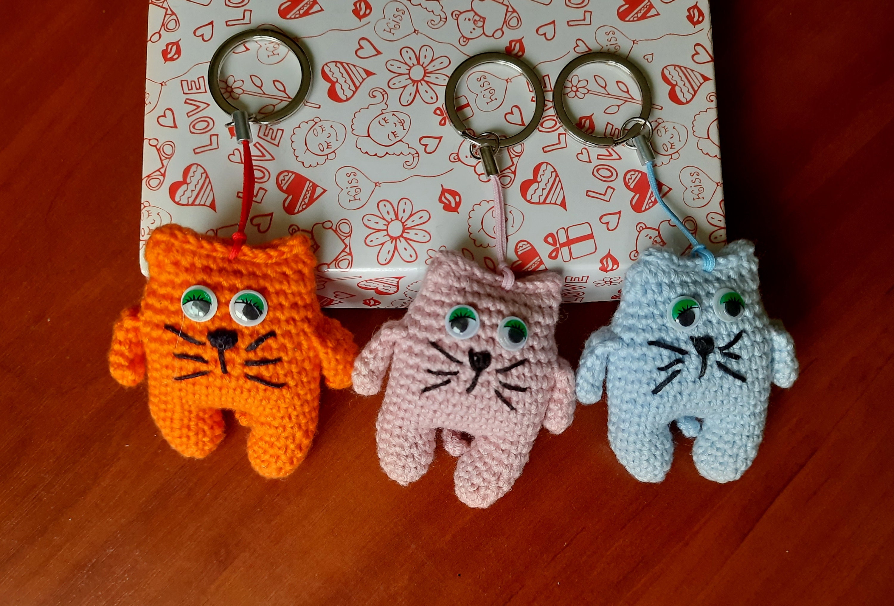 NIHENHAO Portachiavi con ciondolo a forma di gatto carino alla moda con animali gattini ciondolo portachiavi appeso ornamento decorazioni per borse gioiello per feste - gatto arancione lungo