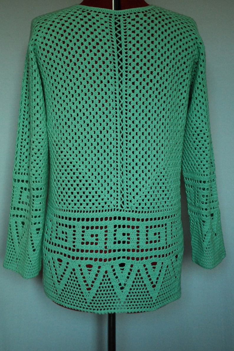 Summer Mint Cotton Crochet Woman Cardigan, Oversized Lace Jacket - Etsy