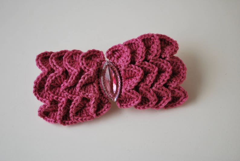 crochet barette clip, hair accessories, colorful metal clip, gift for kids Pink