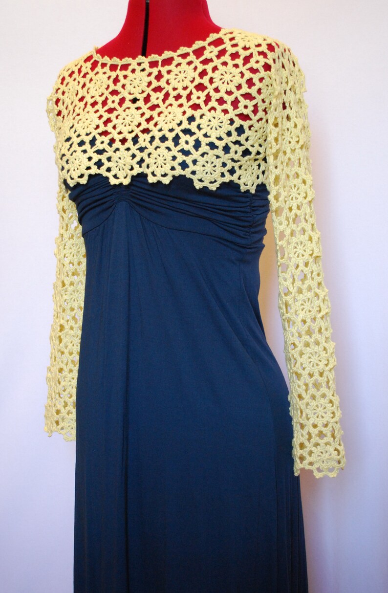 Crochet Cotton Lace Top of the Dress Crochet Lace Yellow Etsy