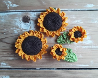 Crochet Sunflower Hair Crocodile Clips: Hair Accessories, Gifts for Girls