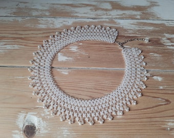 Handmade Beads Necklace, Lace Boho Choker, Elegant Wedding Accessory Gift