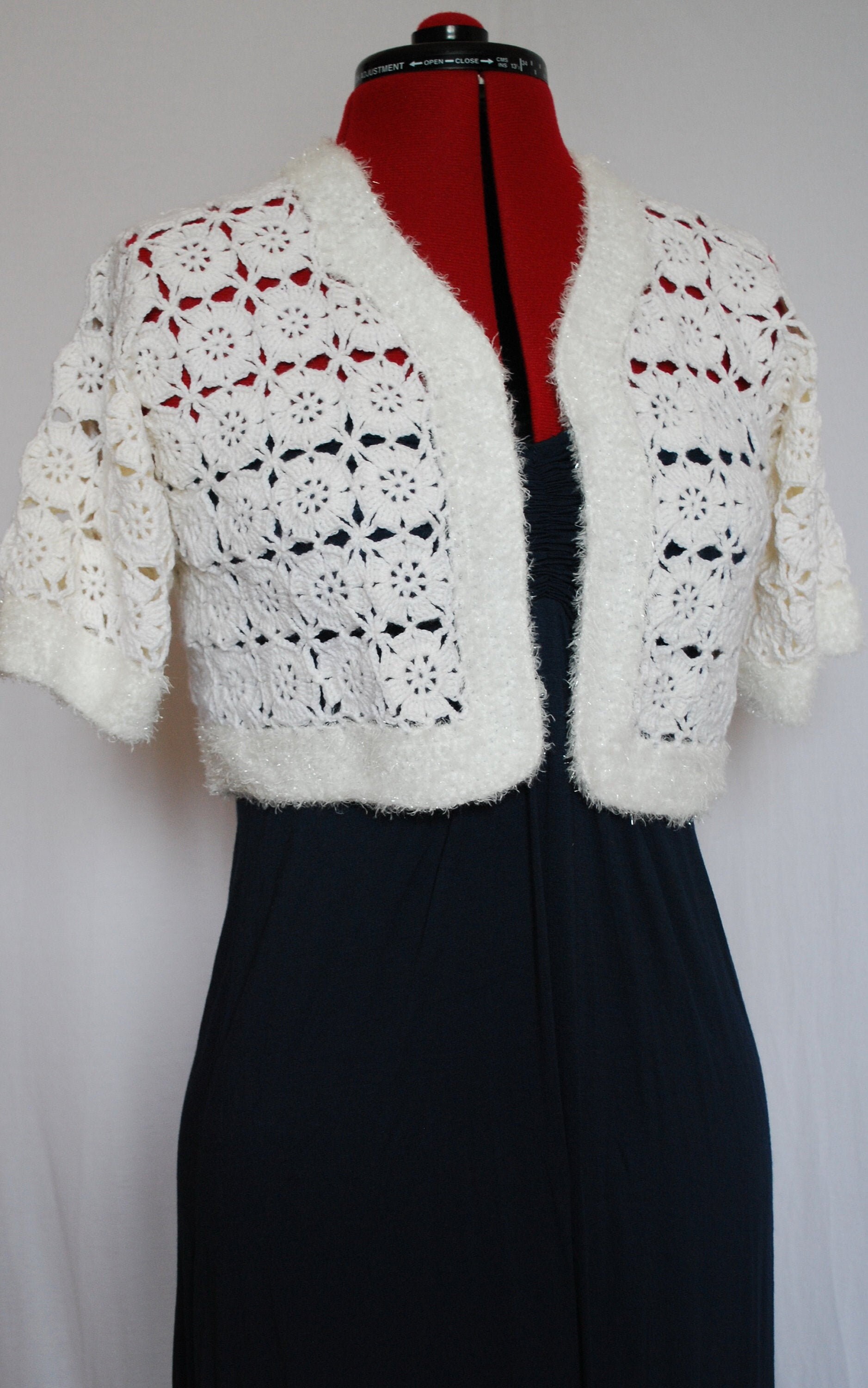 Elegant Crochet White Lace Small Jacket 
