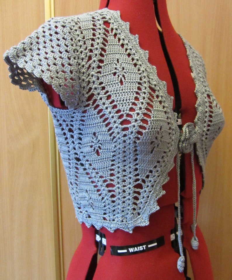 Crochet Gray Cotton Lace Bolero Jacket Cute Crochet Bolero - Etsy