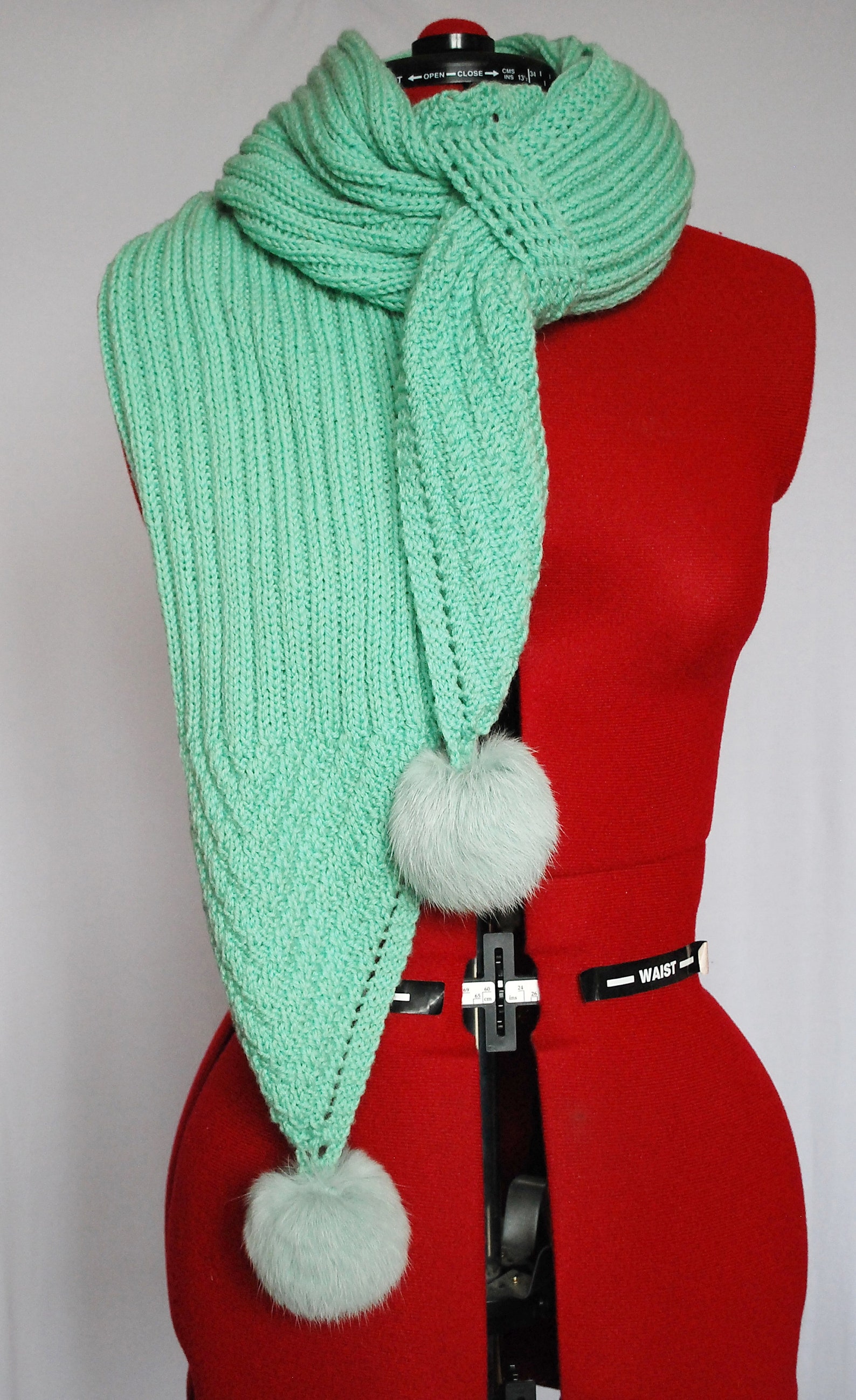 Knitted Wool Warm Scarf Mint Color Scarf Handmade Knit Wool Etsy UK
