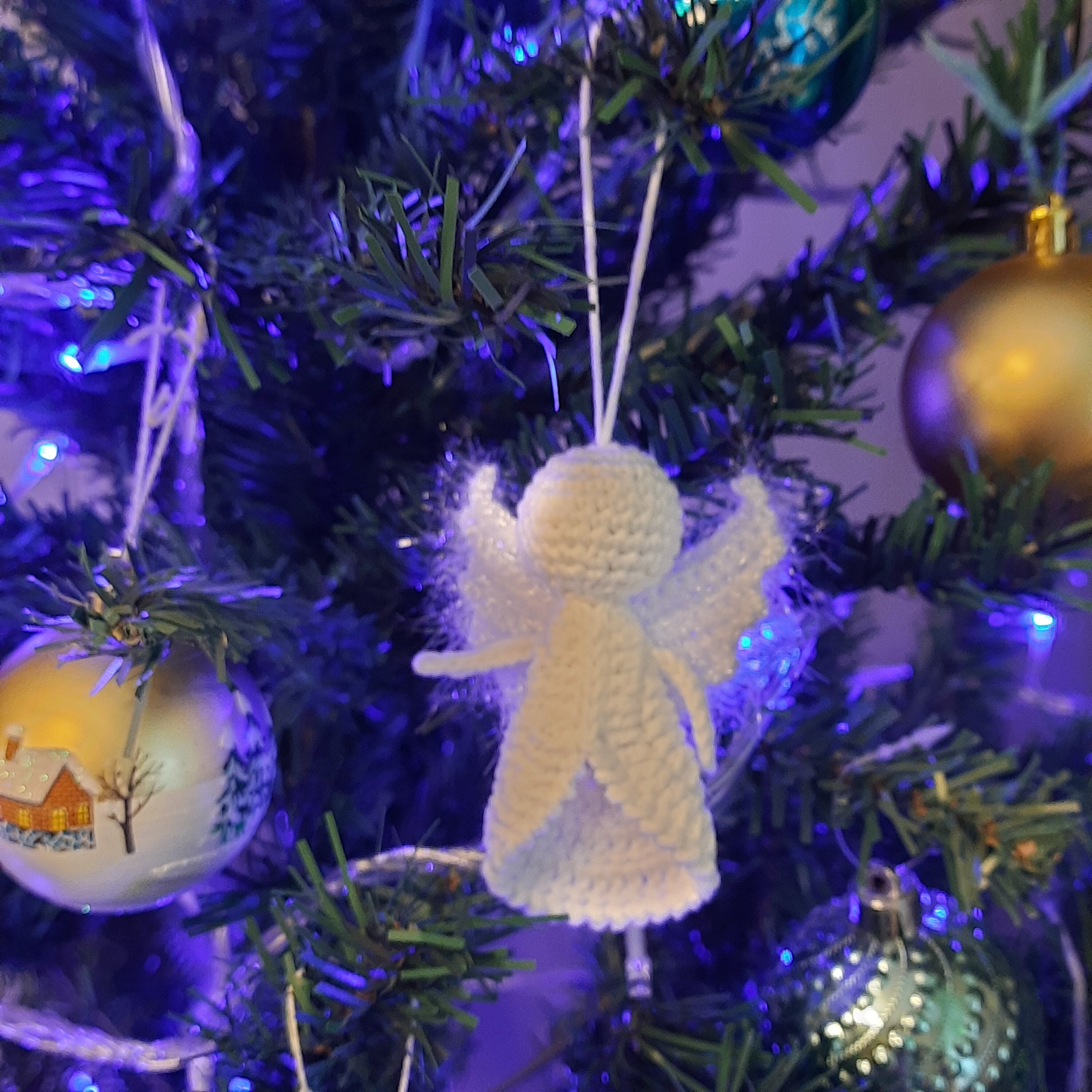 Crochet Angel Christmas Ornament: White Holiday Decor