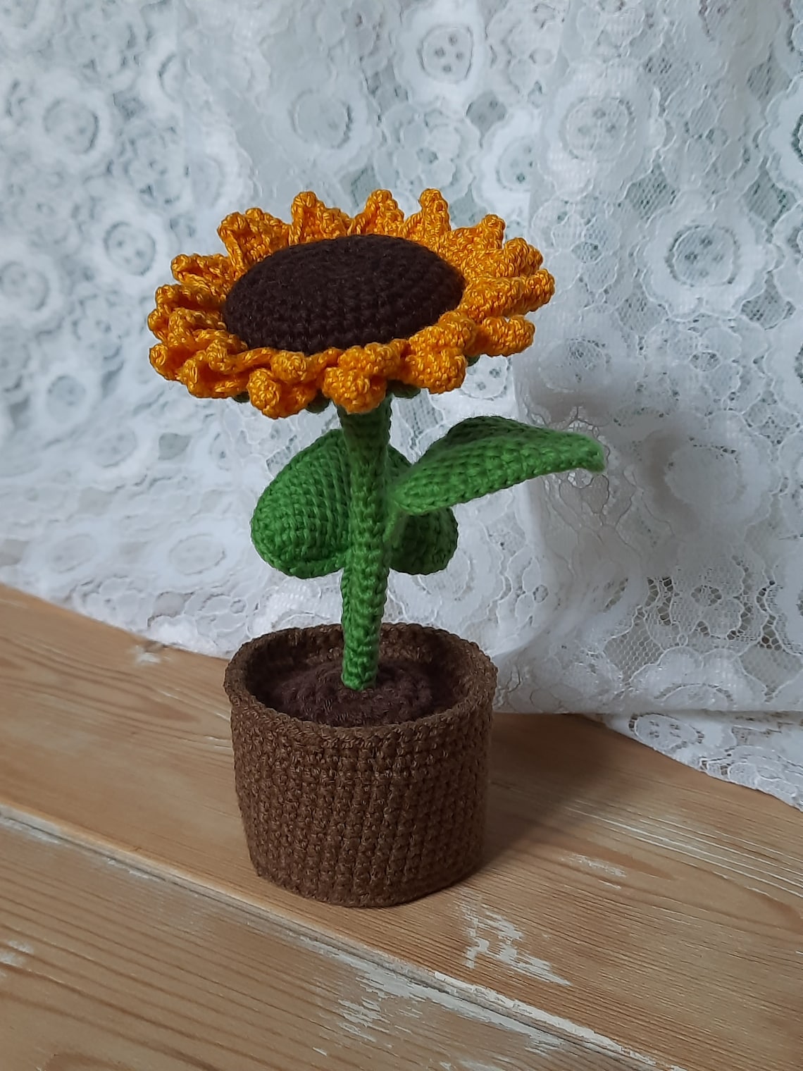 Crochet Potted Sunflower, Crochet Potted Plants for Home Decoration