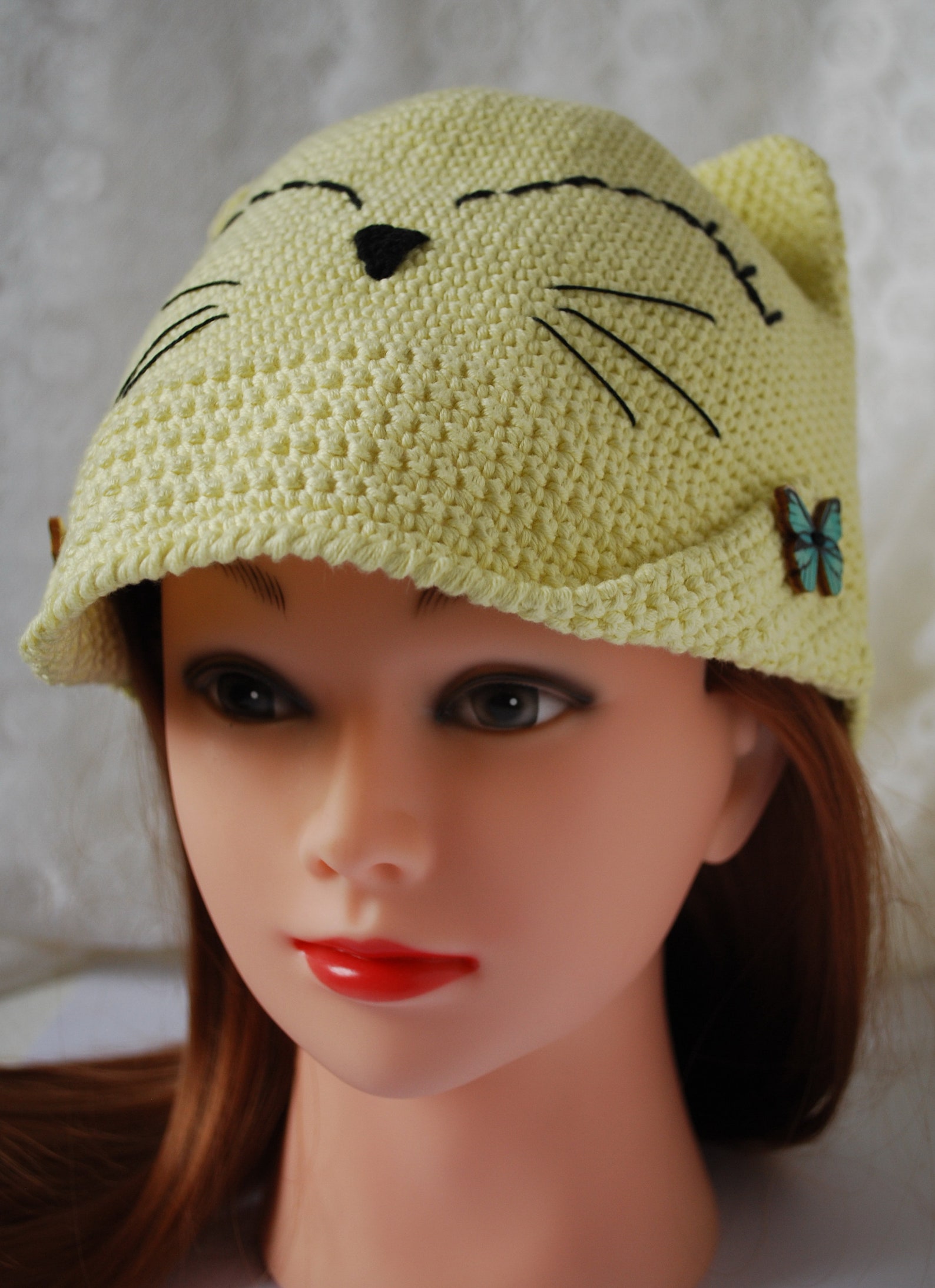 PDF PATTERN Crochet Cat Cap, Summer Hat Etsy