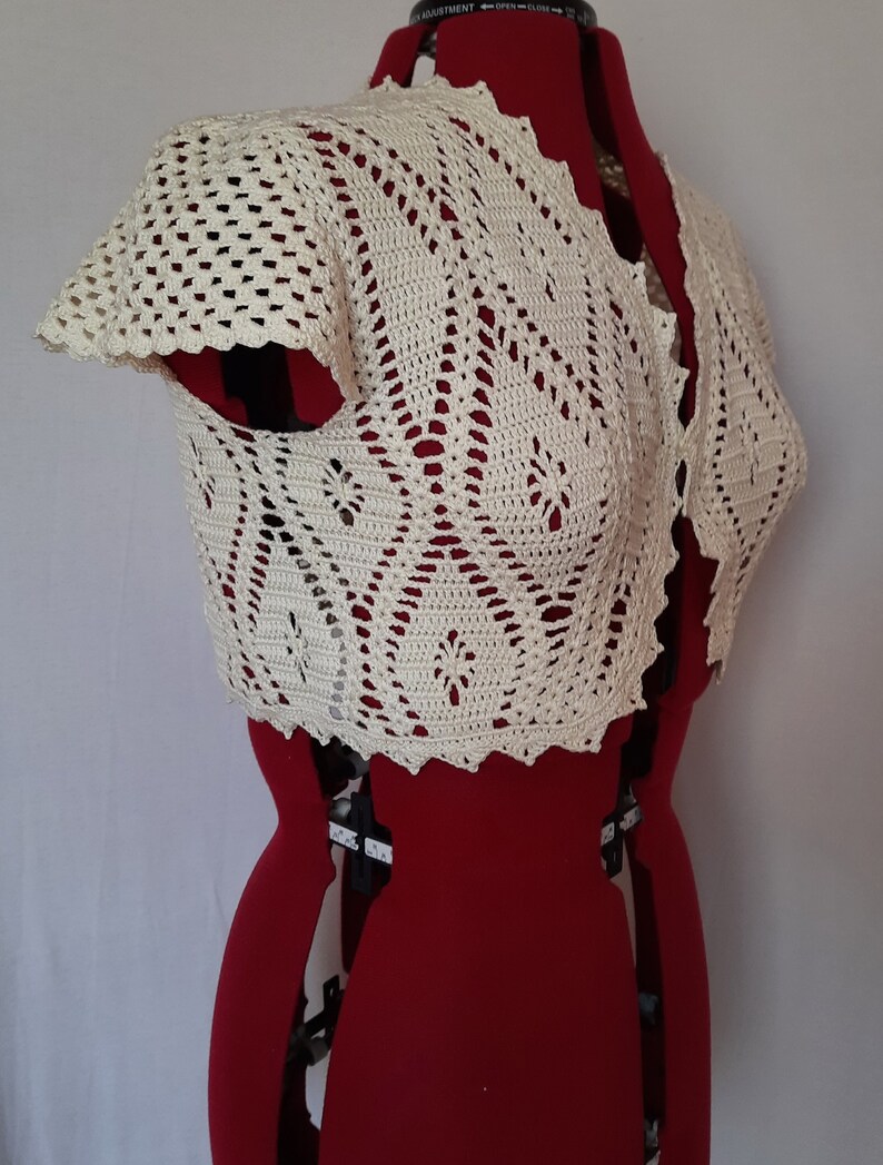Crochet Ivory Cotton Lace Bolero Jacket Cute Crochet Bolero Etsy
